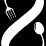 Fork and spoon infinity symbol on black background representing endless culinary possibilities and creative dining experiences