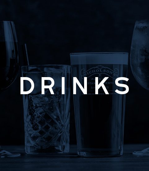 Assorted drinks in elegant glasses on a dark background, featuring wine, cocktails, and beer for a stylish bar setting