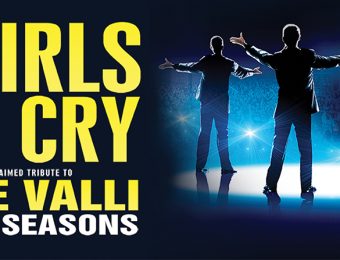 Promo poster for Big Girls Don't Cry tribute to Frankie Valli & The Four Seasons with silhouetted performers on stage